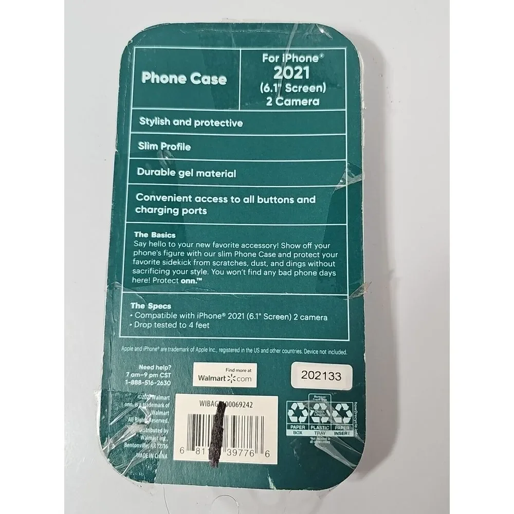 onn. iPhone 13 Phone Case Durable Gel Cellphone Protector 2021 6.1